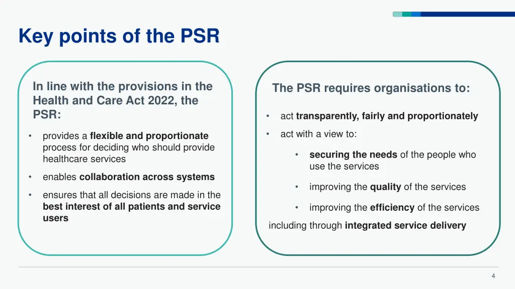key points of the psr
