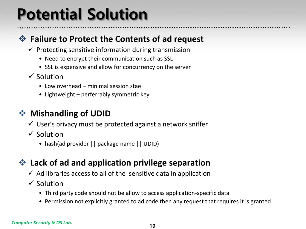 potential solution