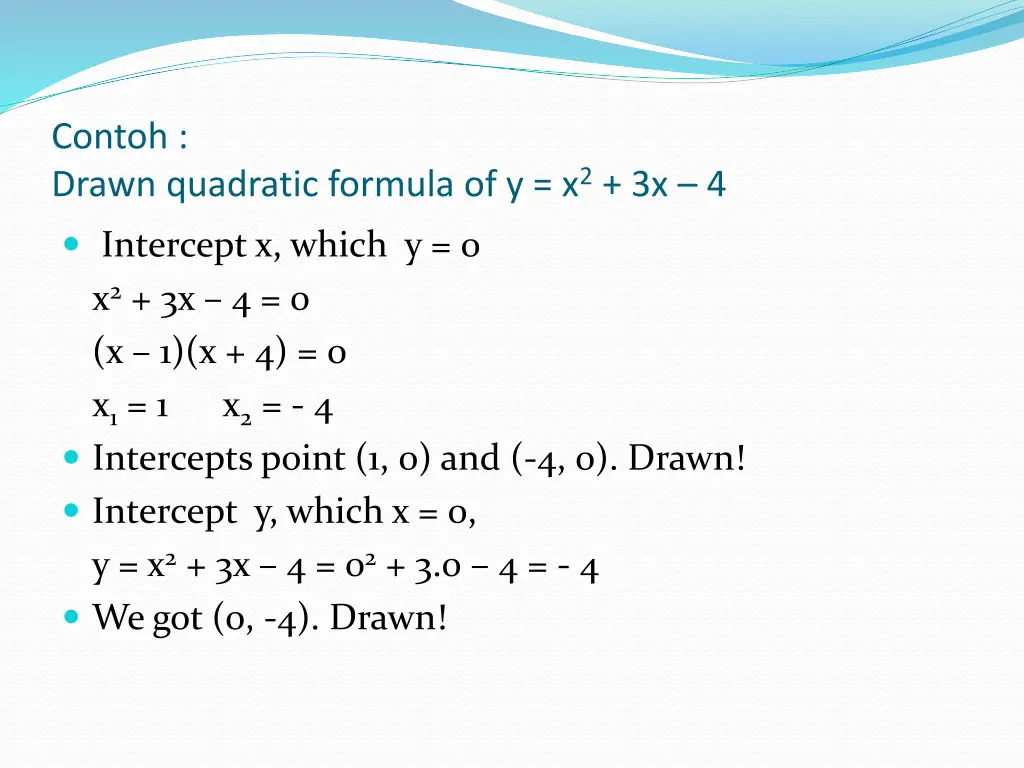 contoh drawn quadratic formula of y x 2 3x 4