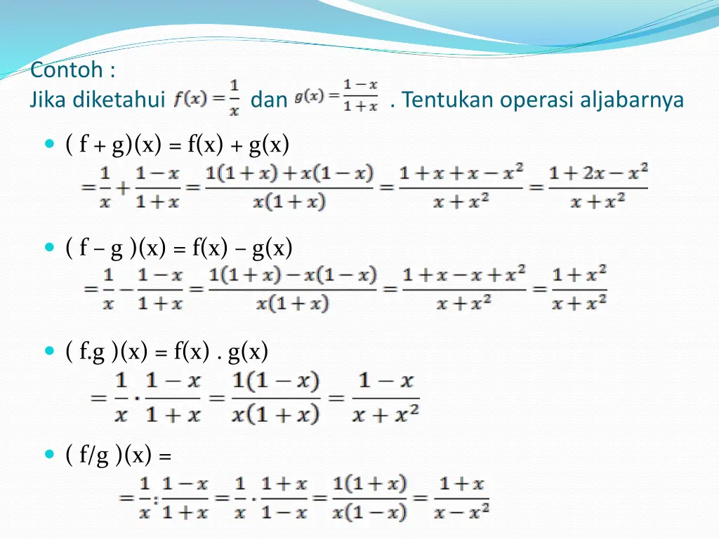 contoh jika diketahui dan tentukan operasi