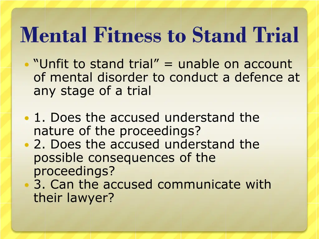 mental fitness to stand trial