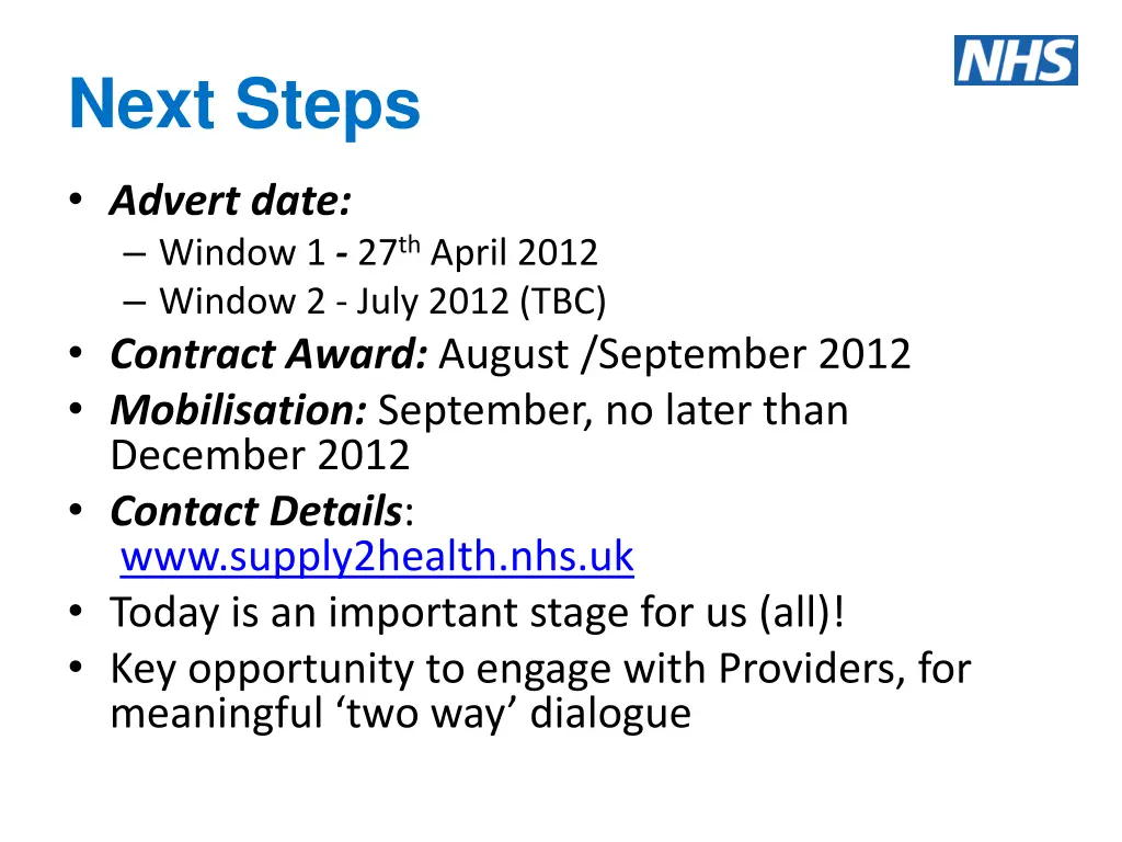 next steps