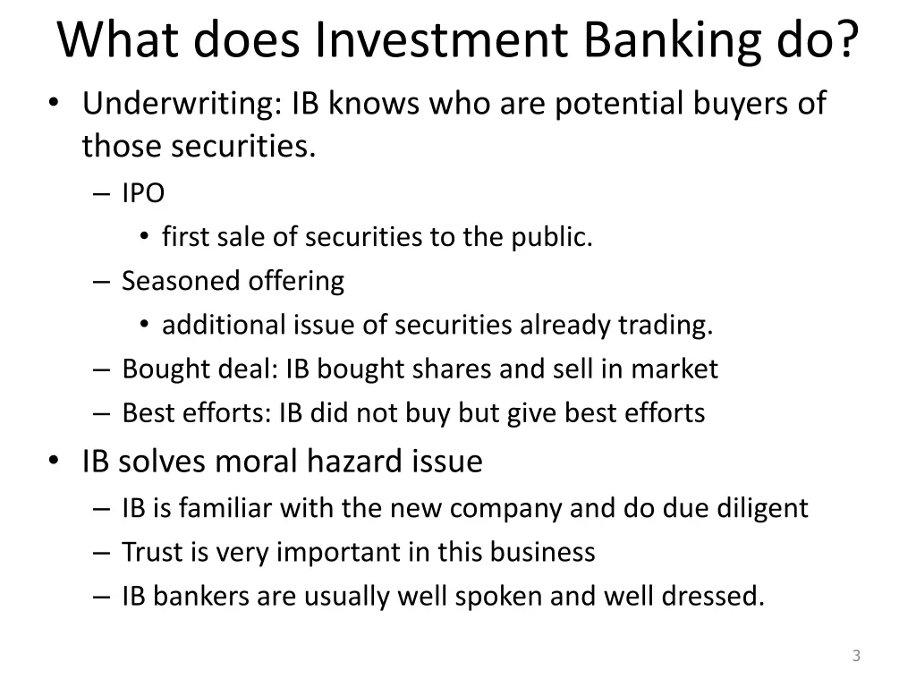 what does investment banking do underwriting