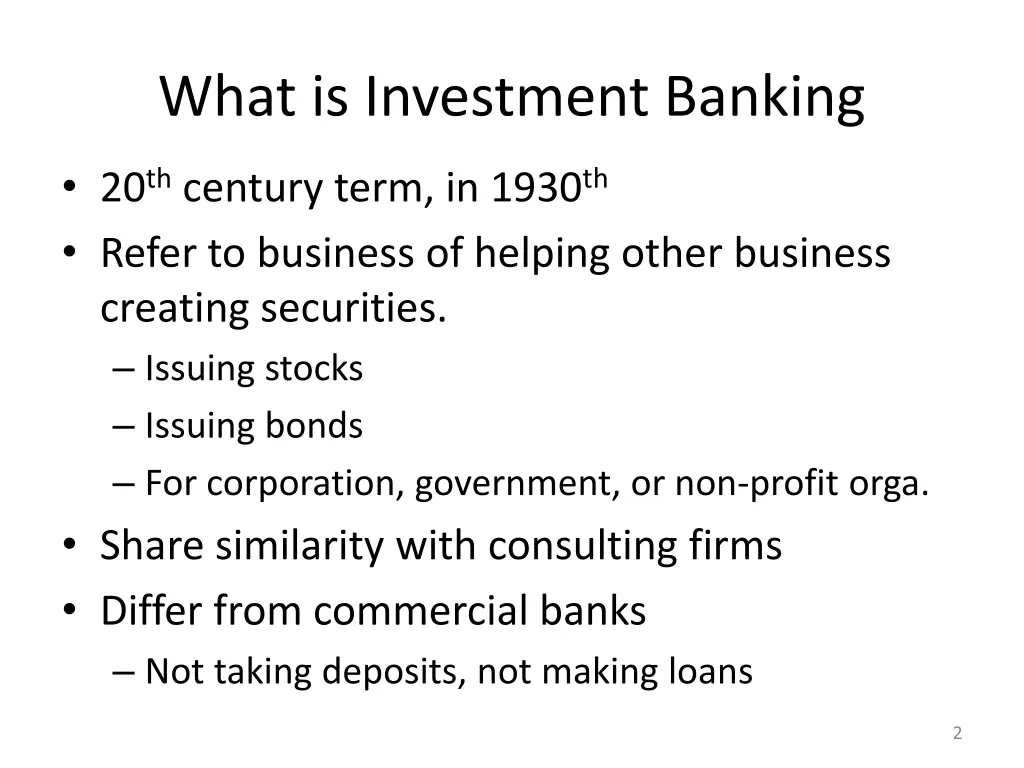 what is investment banking