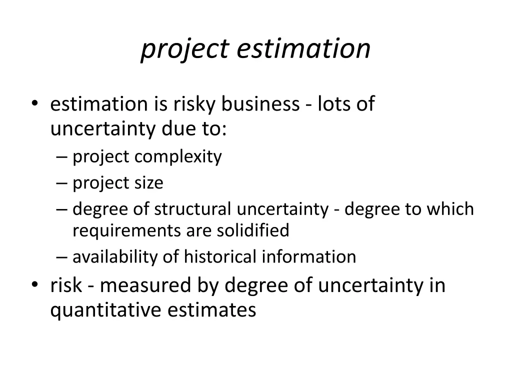 project estimation 1