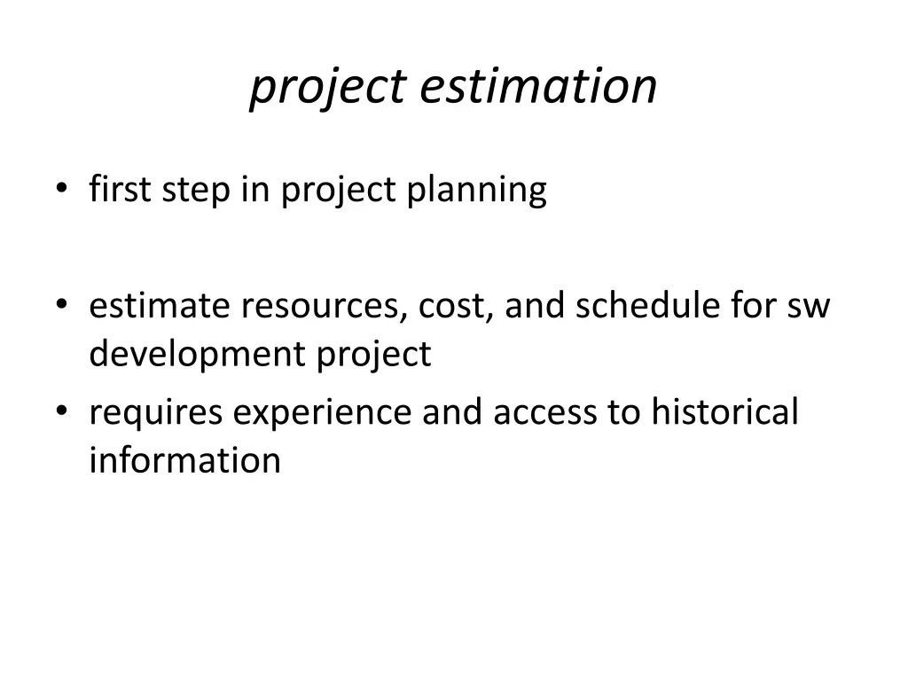 project estimation