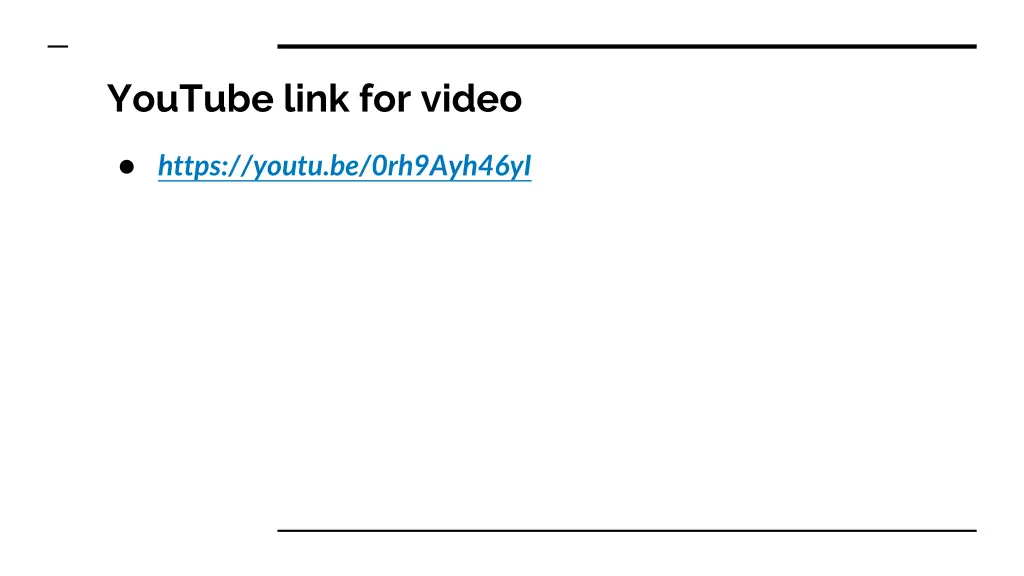 youtube link for video