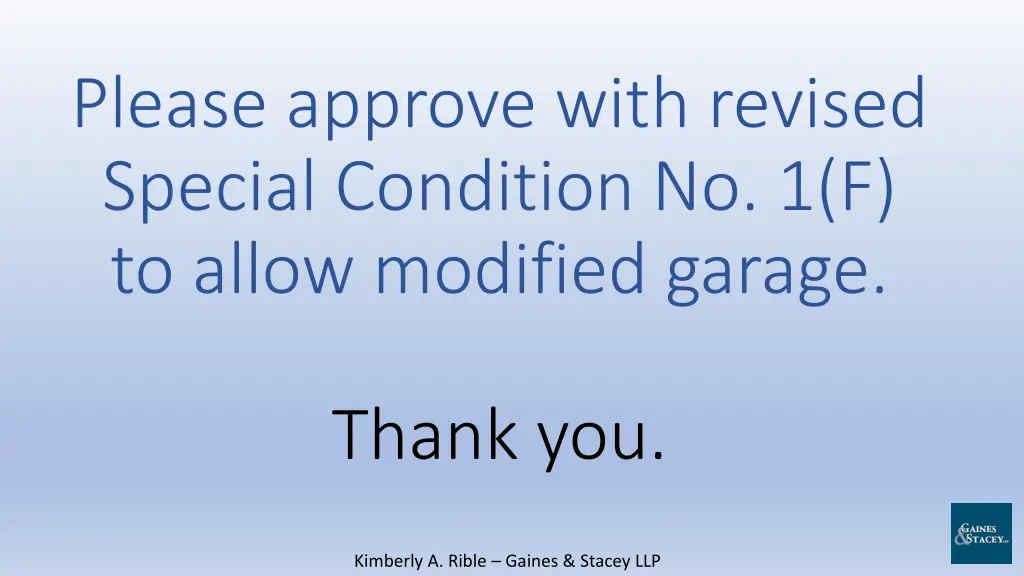 please approve with revised special condition