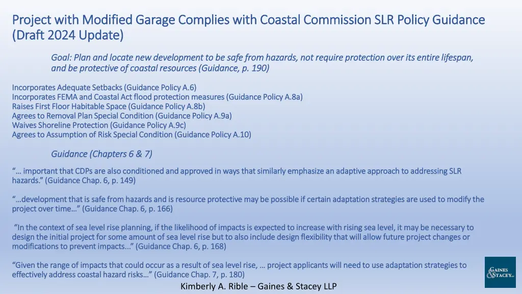 project with modified garage complies with 1
