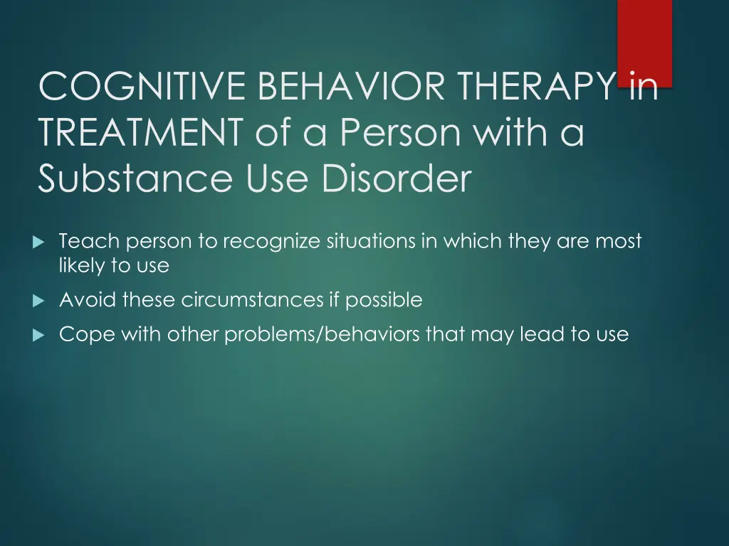 cognitive behavior therapy in treatment