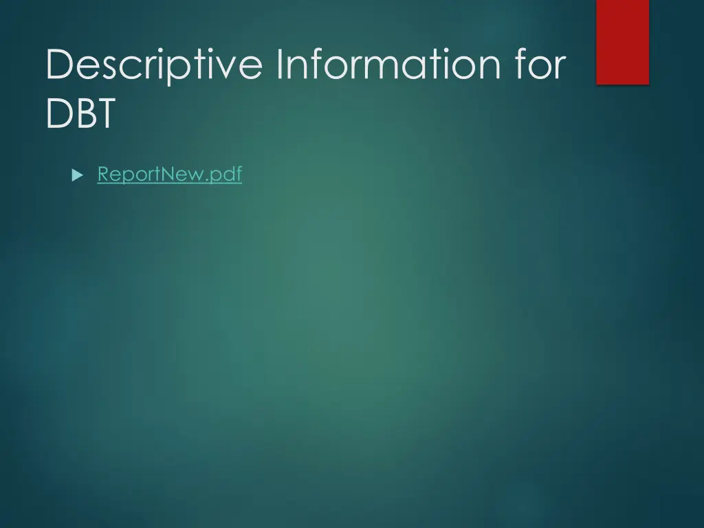 descriptive information for dbt