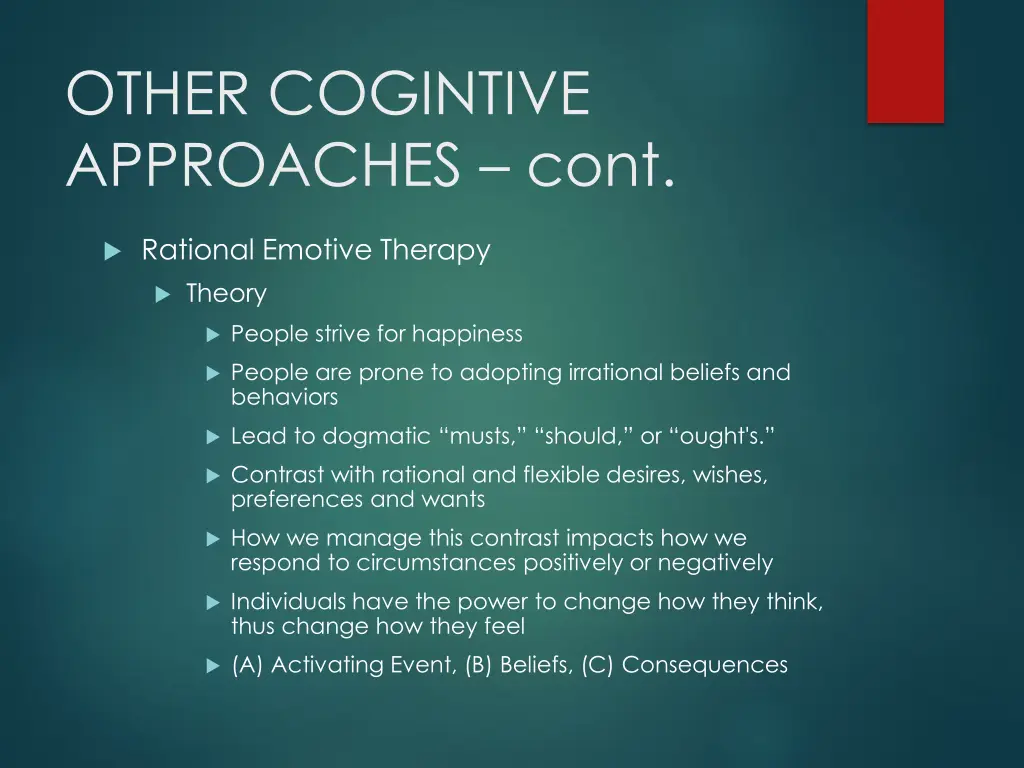 other cogintive approaches cont