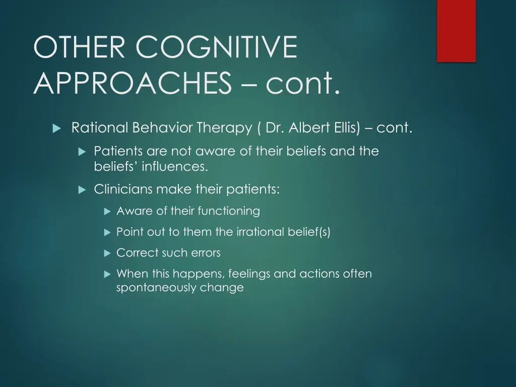 other cognitive approaches cont