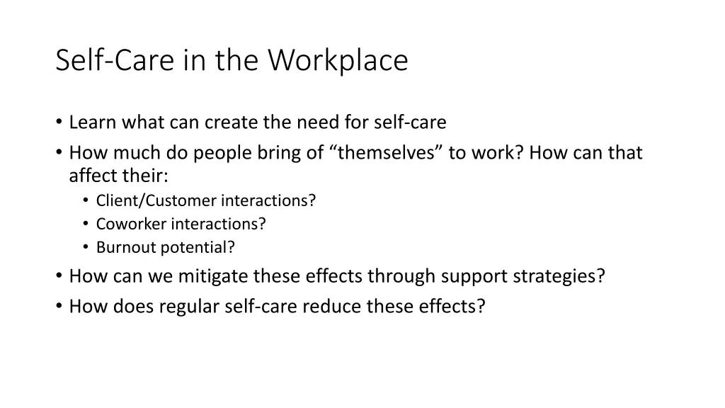 self care in the workplace