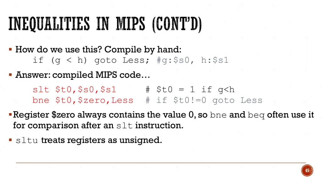 inequalities in mips cont d