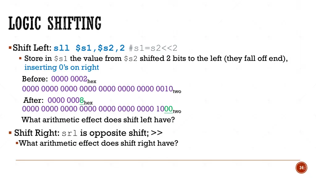 logic shifting