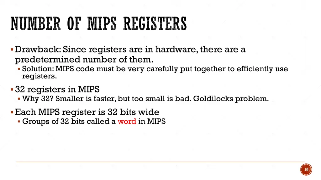 number of mips registers