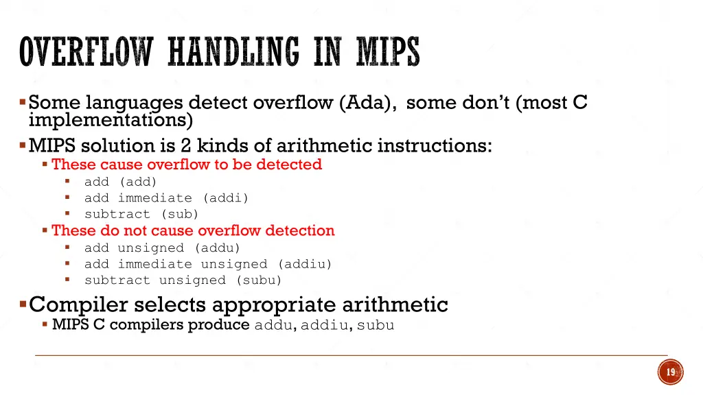 overflow handling in mips