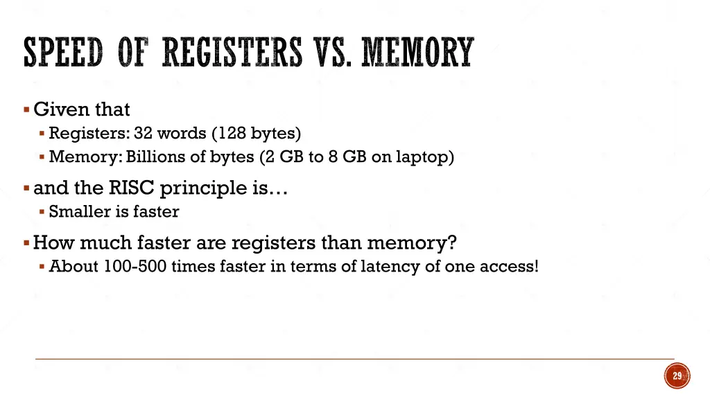 speed of registers vs memory