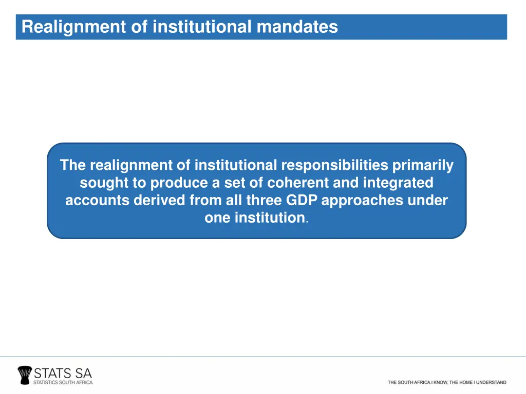 realignment of institutional mandates