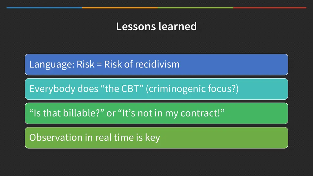 lessons learned