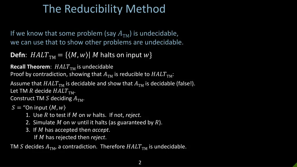 the reducibility method