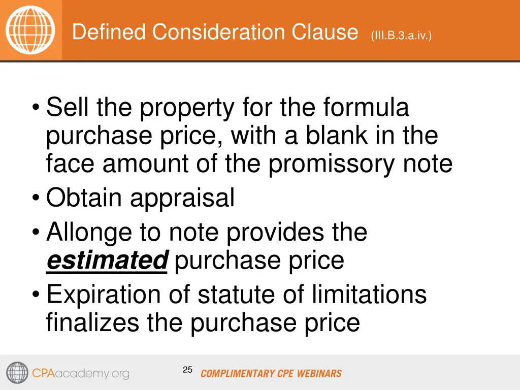 defined consideration clause iii b 3 a iv