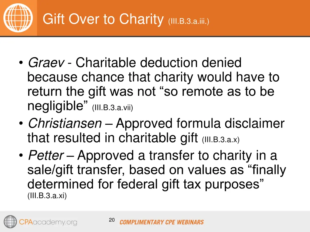 gift over to charity iii b 3 a iii 1