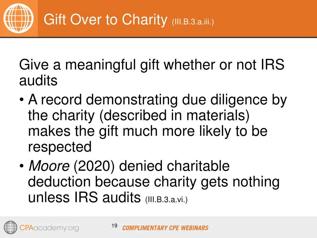 gift over to charity iii b 3 a iii