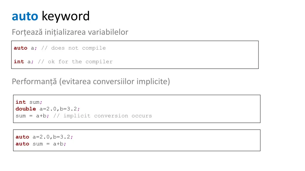 auto keyword for eaz ini ializarea variabilelor