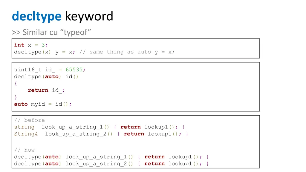 decltype keyword similar cu typeof