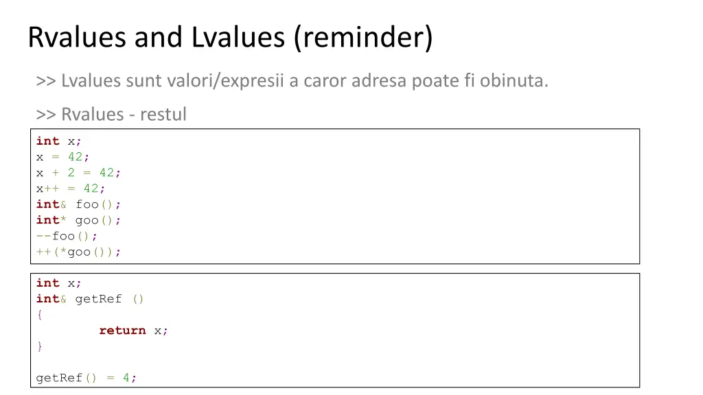 rvalues and lvalues reminder