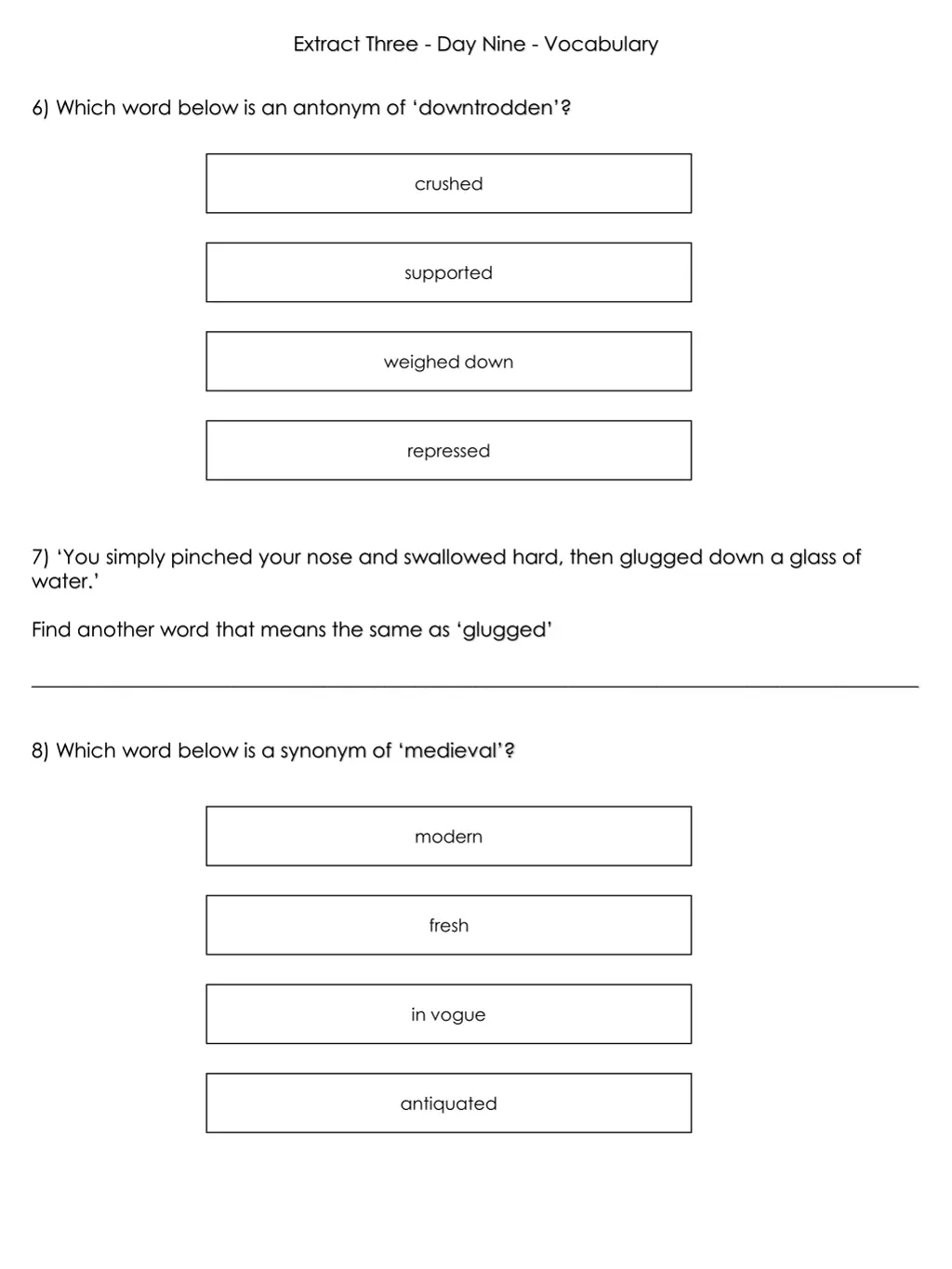extract three day nine vocabulary 1