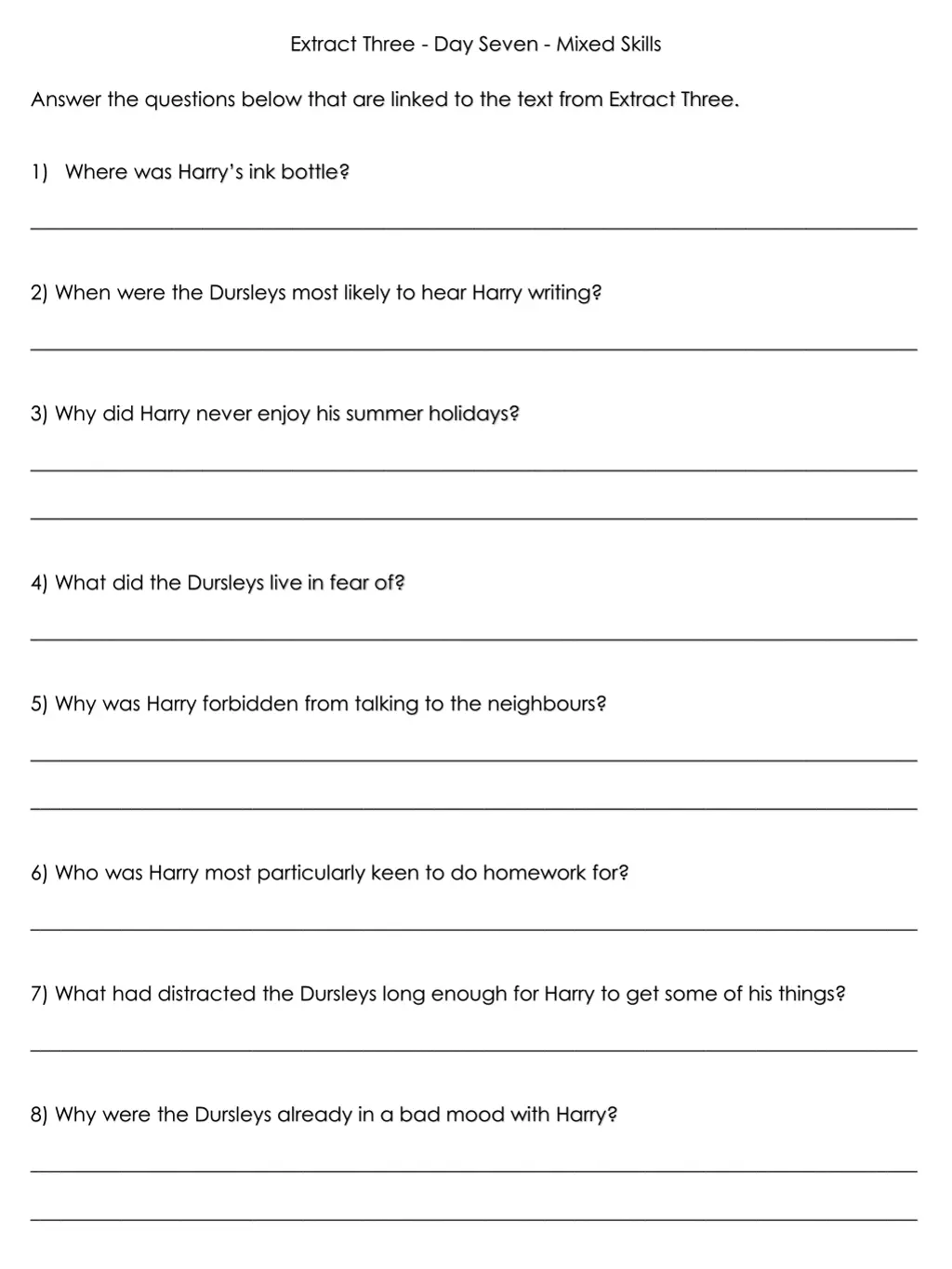 extract three day seven mixed skills