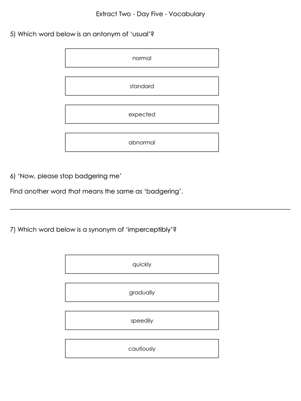 extract two day five vocabulary 1