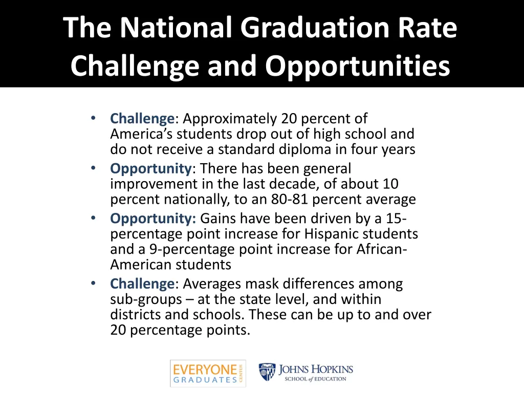 the national graduation rate challenge
