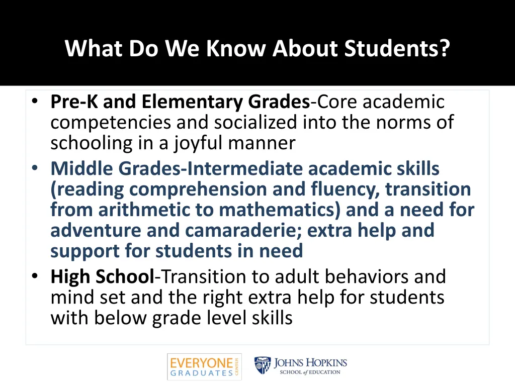 what do we know about students