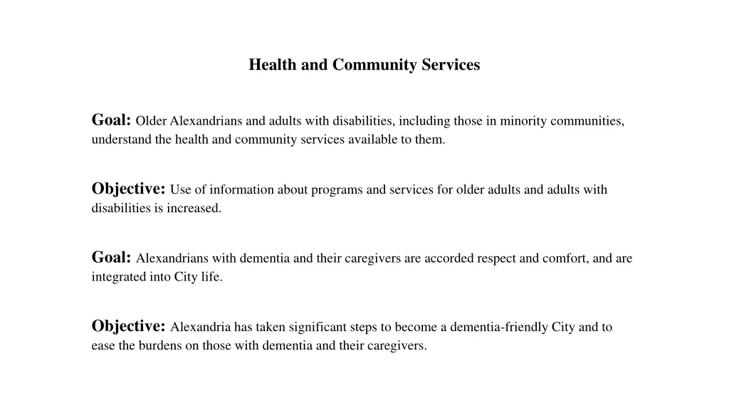 health and community services