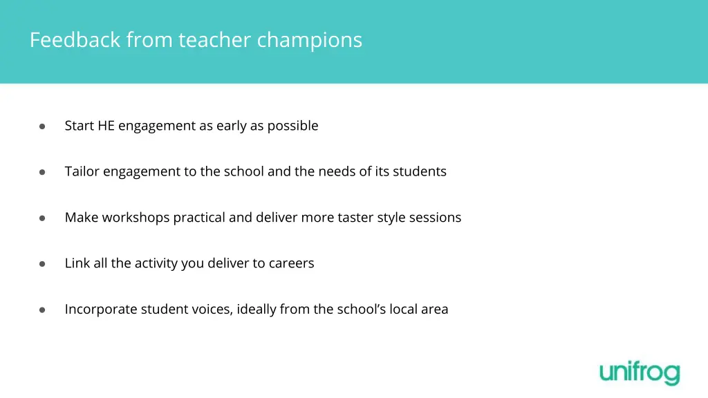 feedback from teacher champions