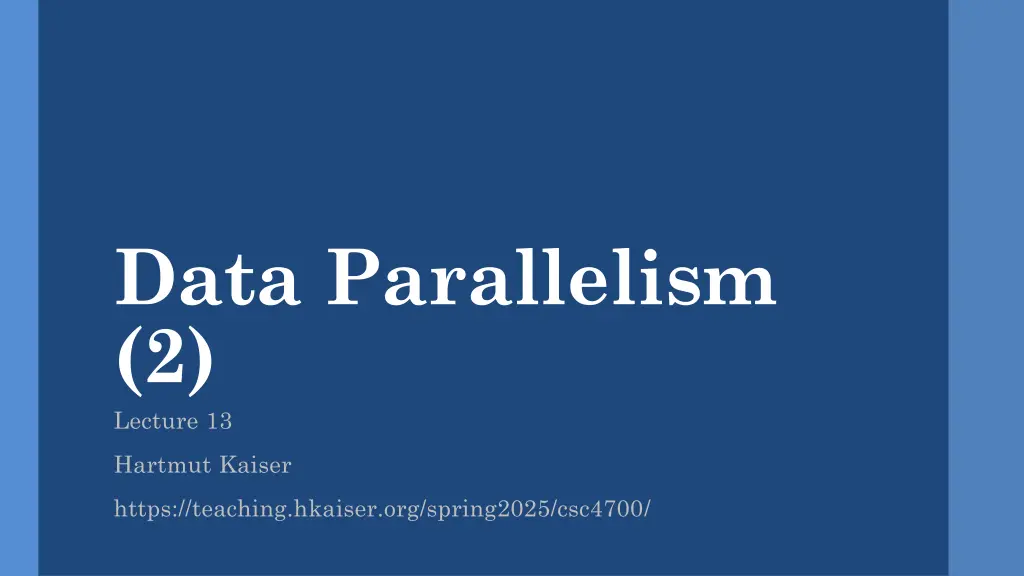 data parallelism 2 lecture 13