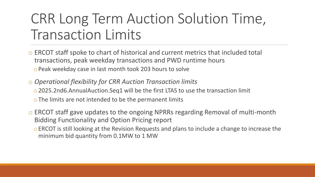 crr long term auction solution time transaction