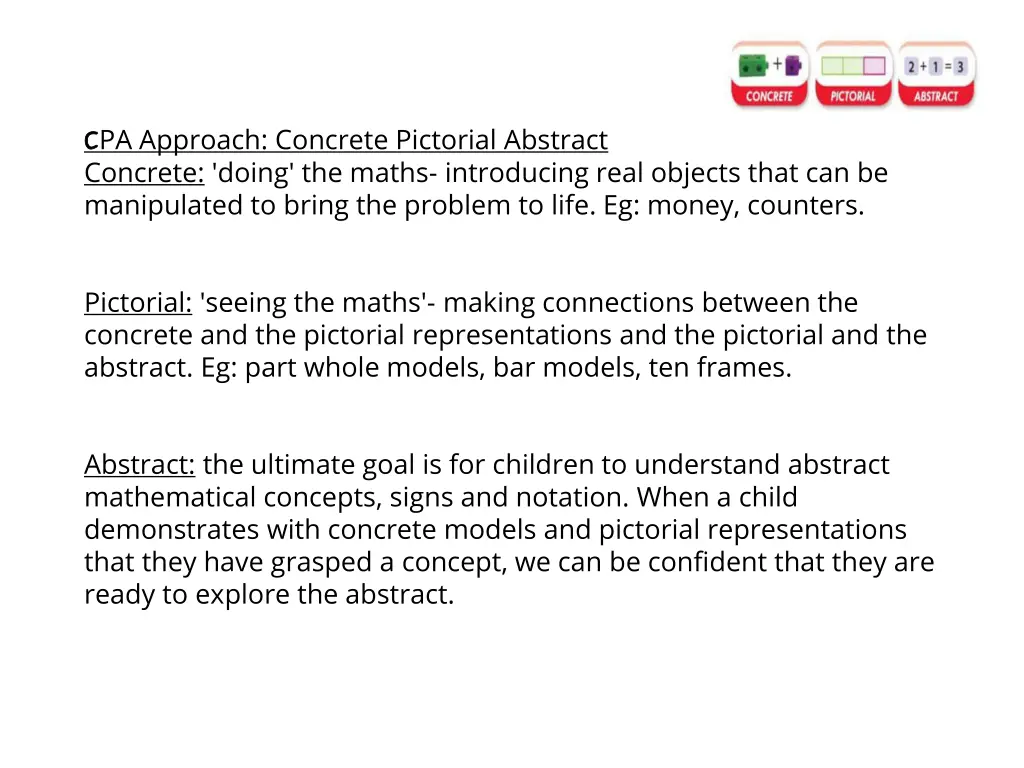 c c pa approach concrete pictorial abstract