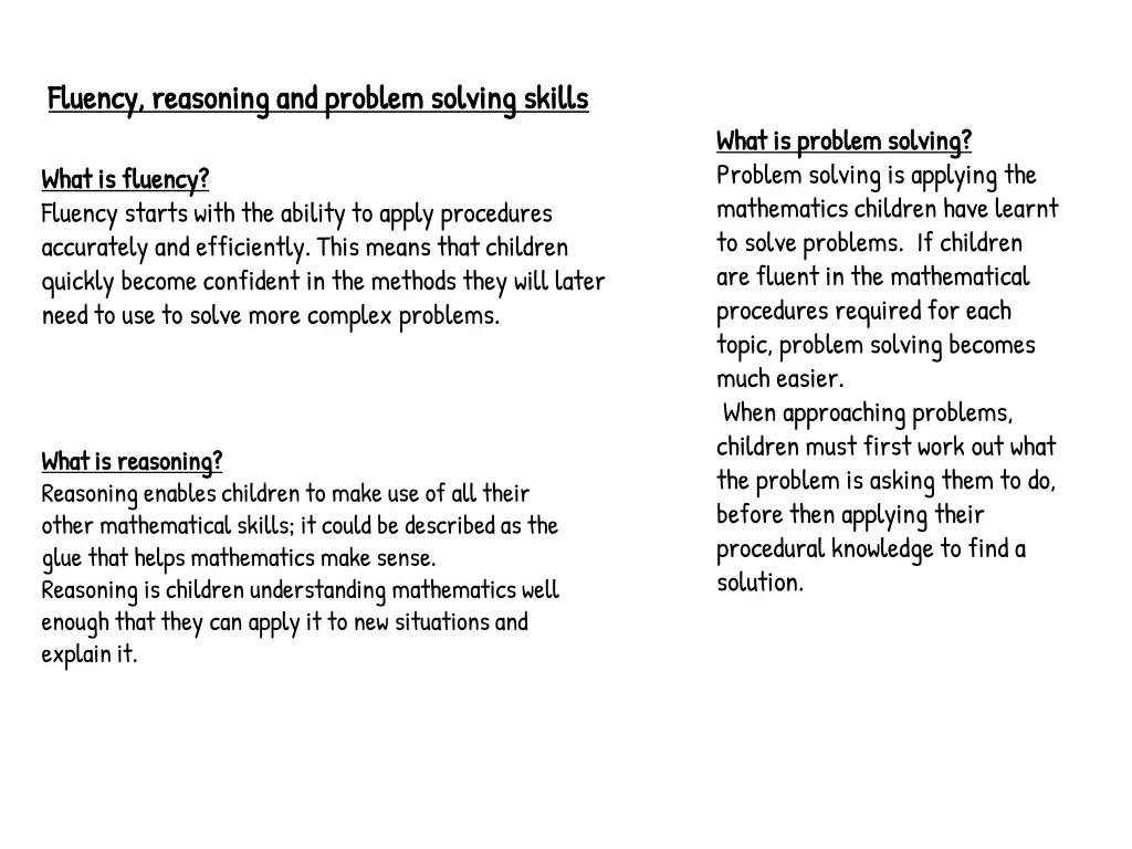 fluency reasoning and problem solving skills