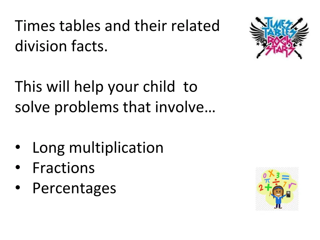 times tables and their related division facts