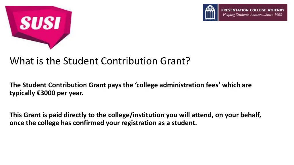 what is the student contribution grant