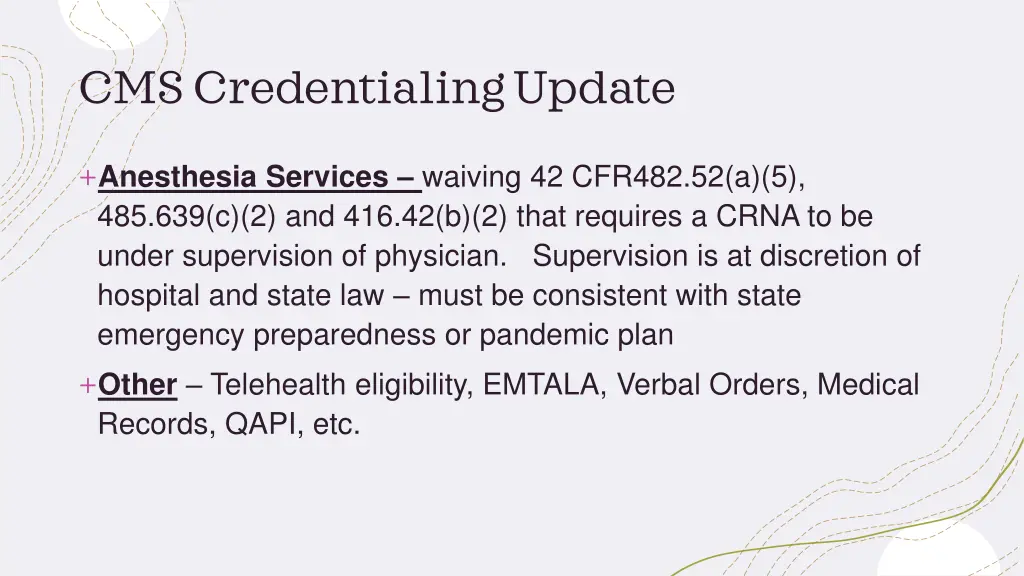 cms credentialing update 2