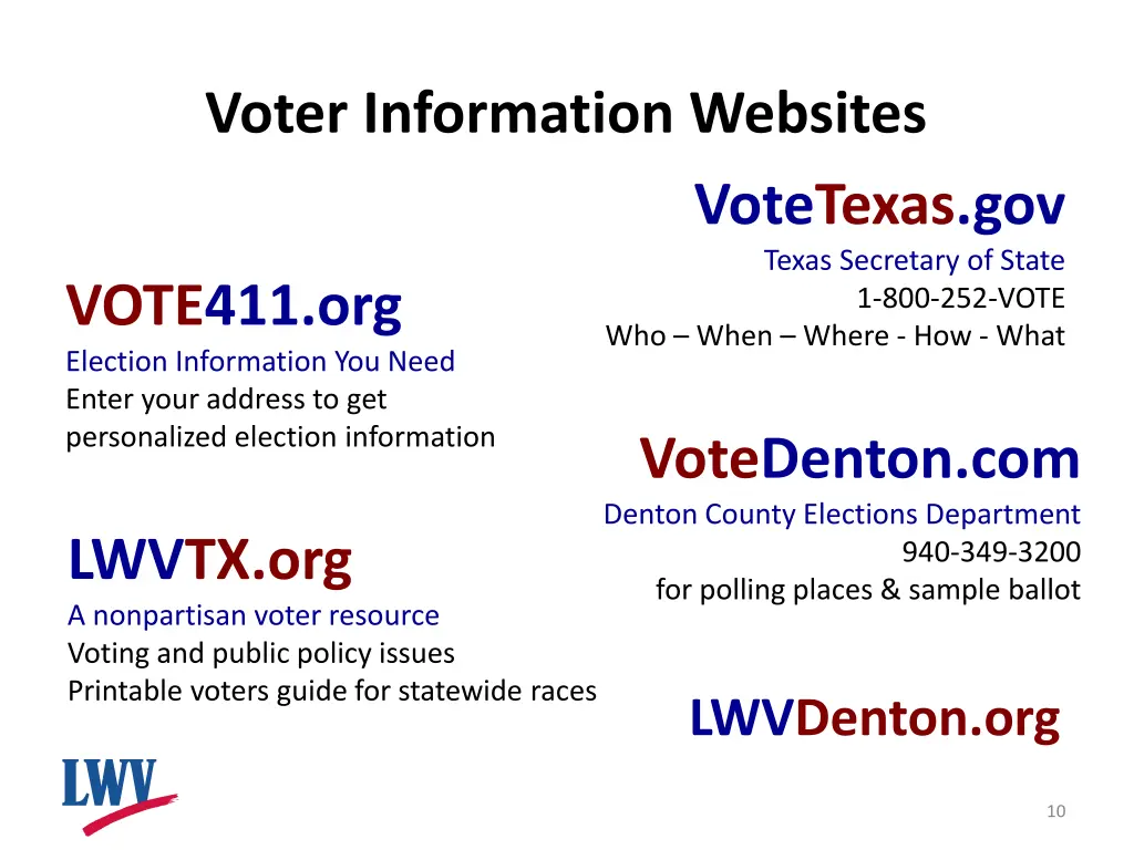 voter information websites