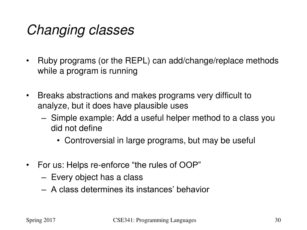 changing classes