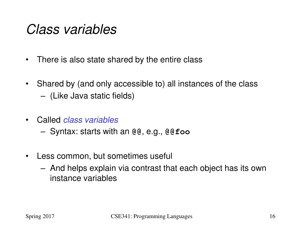 class variables