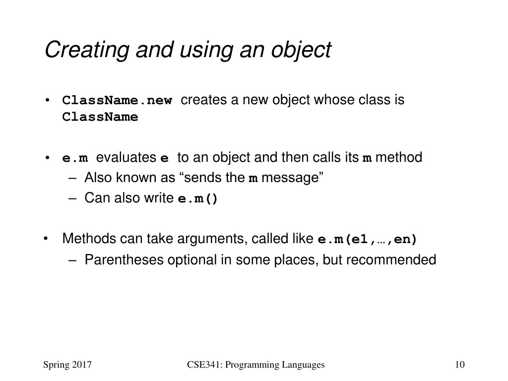 creating and using an object